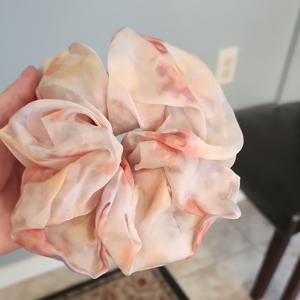 Elegant Peach and Cream Scrunchie